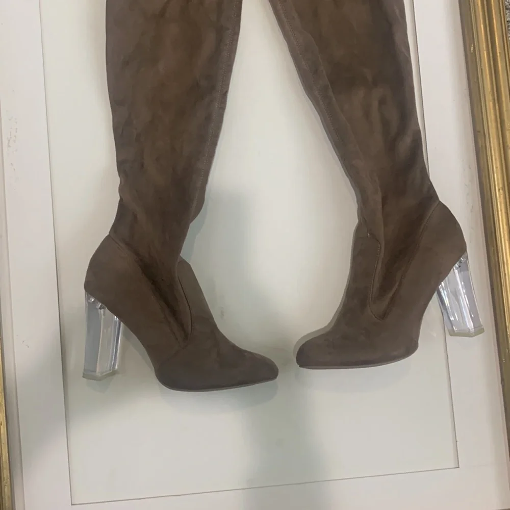 Wild diva over the knee boots size 10 clear heels
